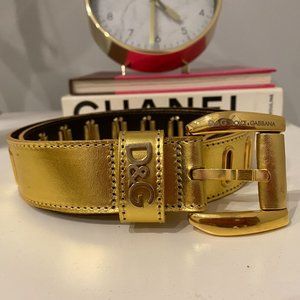 Authentic Dolce and Gabbana D&G Gold Belt size XS